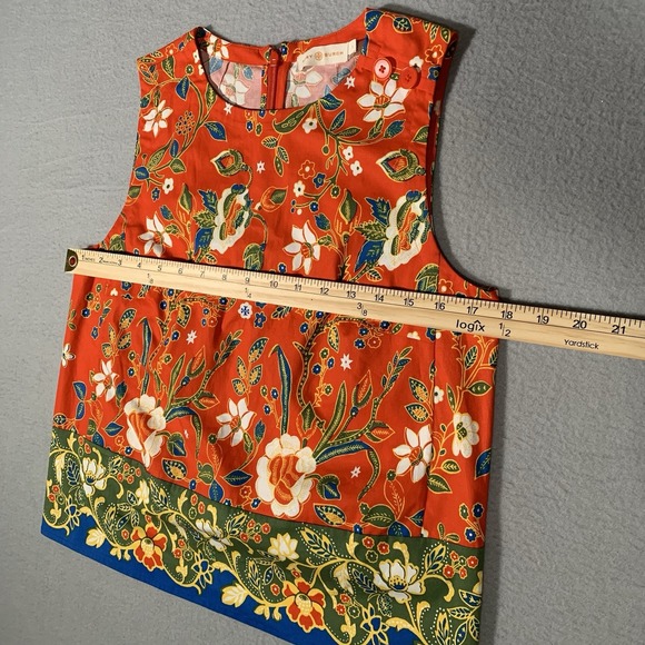 Tory Burch Dayton Samba Batik FlowerCotton Sleeveless Top Size 4 - Picture 4 of 10